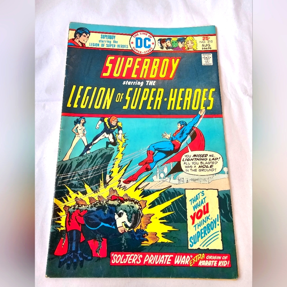 Superboy & the Legion of Super-Heroes 210 DC Comic 1975 Karate Kid Lightning Lad